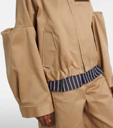 Sacai Leather-trimmed cotton blouson jacket | Thumbnail 3 Sacai Leather-trimmed cotton blouson jacket | Thumbnail 3
