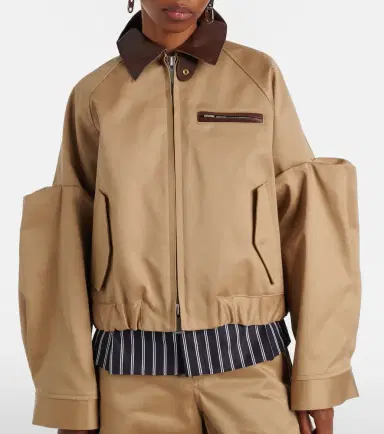 Sacai Leather-trimmed cotton blouson jacket | Thumbnail 6 Sacai Leather-trimmed cotton blouson jacket | Thumbnail 6