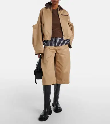 Sacai Belted cropped cotton barrel-leg pants | Thumbnail 4 Sacai Belted cropped cotton barrel-leg pants | Thumbnail 4