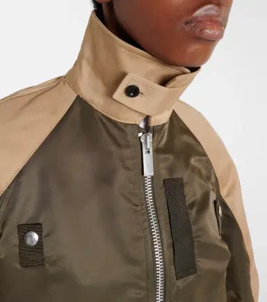 Sacai Cropped cotton chino and twill blouson jacket | Thumbnail 2 Sacai Cropped cotton chino and twill blouson jacket | Thumbnail 2