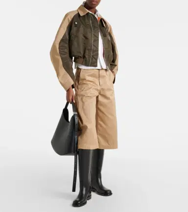 Sacai Cropped cotton chino and twill blouson jacket | Thumbnail 4 Sacai Cropped cotton chino and twill blouson jacket | Thumbnail 4