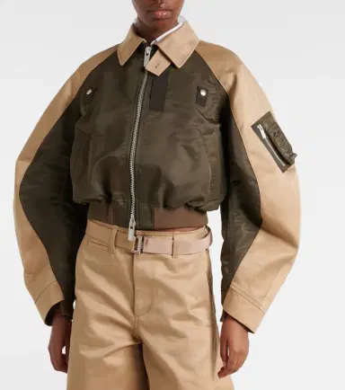 Sacai Cropped cotton chino and twill blouson jacket | Thumbnail 5 Sacai Cropped cotton chino and twill blouson jacket | Thumbnail 5
