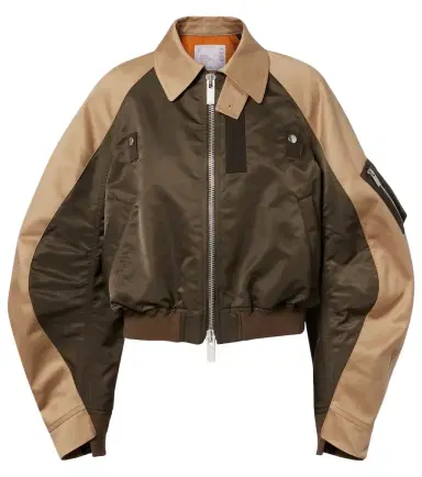 Sacai Cropped cotton chino and twill blouson jacket | Thumbnail 1 Sacai Cropped cotton chino and twill blouson jacket | Thumbnail 1