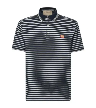 Valentino VLogo striped cotton polo shirt | Thumbnail 1 Valentino VLogo striped cotton polo shirt | Thumbnail 1