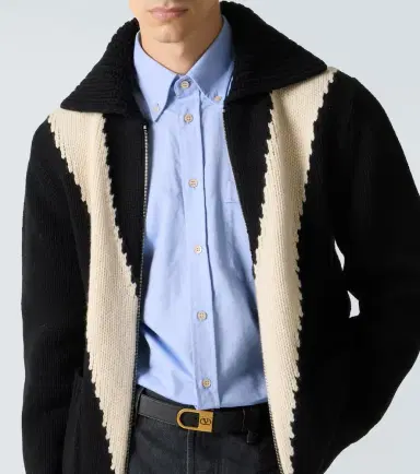 Valentino Intarsia virgin wool zip-up cardigan | Thumbnail 3 Valentino Intarsia virgin wool zip-up cardigan | Thumbnail 3
