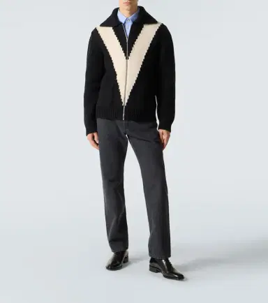 Valentino Intarsia virgin wool zip-up cardigan | Thumbnail 4 Valentino Intarsia virgin wool zip-up cardigan | Thumbnail 4