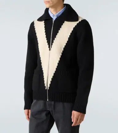 Valentino Intarsia virgin wool zip-up cardigan | Thumbnail 5 Valentino Intarsia virgin wool zip-up cardigan | Thumbnail 5
