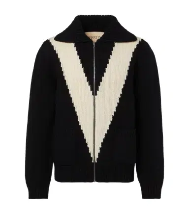 Valentino Intarsia virgin wool zip-up cardigan | Thumbnail 1 Valentino Intarsia virgin wool zip-up cardigan | Thumbnail 1