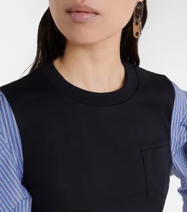 Sacai Striped cotton jersey and poplin shirt | Thumbnail 3 Sacai Striped cotton jersey and poplin shirt | Thumbnail 3