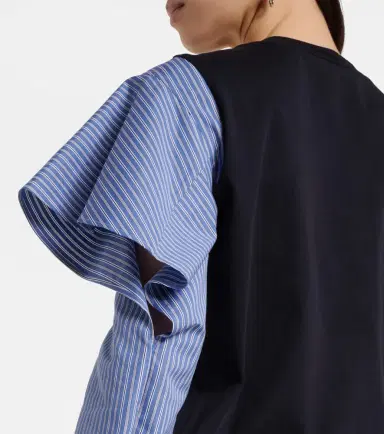 Sacai Striped cotton jersey and poplin shirt | Thumbnail 4 Sacai Striped cotton jersey and poplin shirt | Thumbnail 4