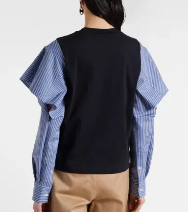 Sacai Striped cotton jersey and poplin shirt | Thumbnail 5 Sacai Striped cotton jersey and poplin shirt | Thumbnail 5