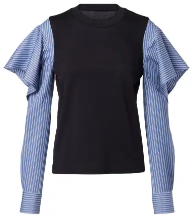 Sacai Striped cotton jersey and poplin shirt | Thumbnail 1 Sacai Striped cotton jersey and poplin shirt | Thumbnail 1