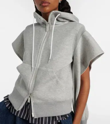 Sacai Cutout cotton-blend fleece hoodie | Thumbnail 4 Sacai Cutout cotton-blend fleece hoodie | Thumbnail 4