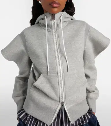 Sacai Cutout cotton-blend fleece hoodie | Thumbnail 5 Sacai Cutout cotton-blend fleece hoodie | Thumbnail 5