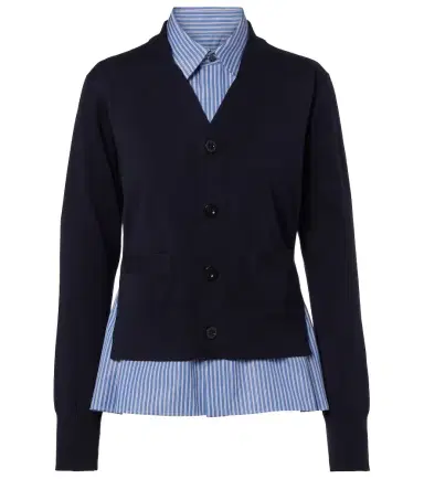 Sacai Layered striped cotton cardigan | Thumbnail 1 Sacai Layered striped cotton cardigan | Thumbnail 1