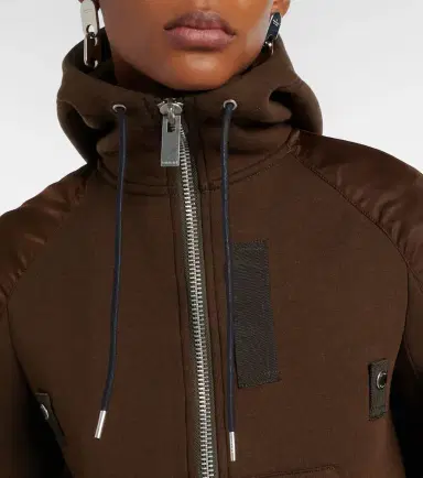 Sacai Paneled cotton-blend fleece zip-up hoodie | Thumbnail 2 Sacai Paneled cotton-blend fleece zip-up hoodie | Thumbnail 2