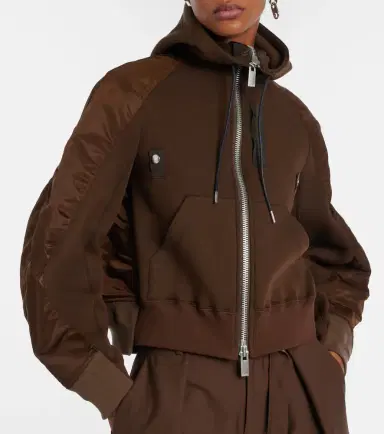 Sacai Paneled cotton-blend fleece zip-up hoodie | Thumbnail 3 Sacai Paneled cotton-blend fleece zip-up hoodie | Thumbnail 3