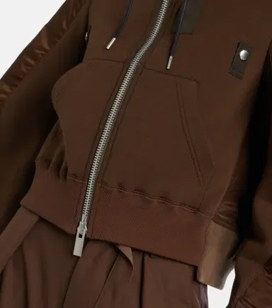 Sacai Paneled cotton-blend fleece zip-up hoodie | Thumbnail 4 Sacai Paneled cotton-blend fleece zip-up hoodie | Thumbnail 4