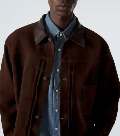 A.PRESSE A. Presse 1st Type leather-trimmed suede jacket | Thumbnail 4 A.PRESSE A. Presse 1st Type leather-trimmed suede jacket | Thumbnail 4