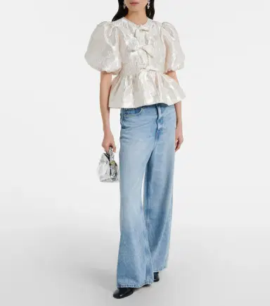 Ganni Peplum satin jacquard blouse | Thumbnail 2 Ganni Peplum satin jacquard blouse | Thumbnail 2