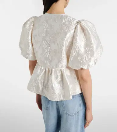 Ganni Peplum satin jacquard blouse | Thumbnail 3 Ganni Peplum satin jacquard blouse | Thumbnail 3