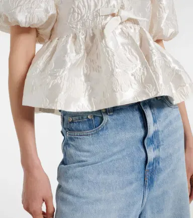 Ganni Peplum satin jacquard blouse | Thumbnail 4 Ganni Peplum satin jacquard blouse | Thumbnail 4