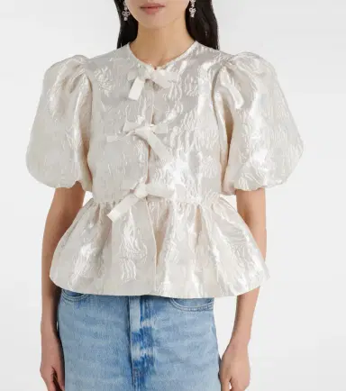 Ganni Peplum satin jacquard blouse | Thumbnail 5 Ganni Peplum satin jacquard blouse | Thumbnail 5