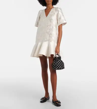 Ganni Floral satin cloqué minidress | Thumbnail 4 Ganni Floral satin cloqué minidress | Thumbnail 4