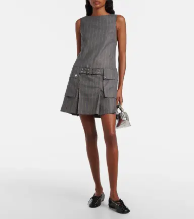 Ganni Belted pinstripe minidress | Thumbnail 3 Ganni Belted pinstripe minidress | Thumbnail 3
