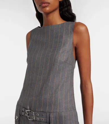 Ganni Belted pinstripe minidress | Thumbnail 4 Ganni Belted pinstripe minidress | Thumbnail 4