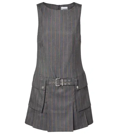 Ganni Belted pinstripe minidress | Thumbnail 1 Ganni Belted pinstripe minidress | Thumbnail 1