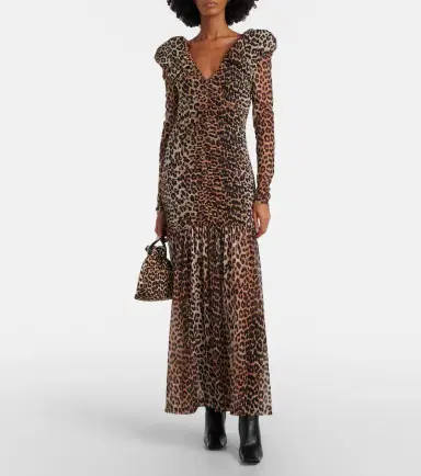 Ganni Leopard-print cloqué maxi dress | Thumbnail 3 Ganni Leopard-print cloqué maxi dress | Thumbnail 3