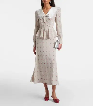 Alessandra Rich Floral polka-dot silk midi dress | Thumbnail 3 Alessandra Rich Floral polka-dot silk midi dress | Thumbnail 3