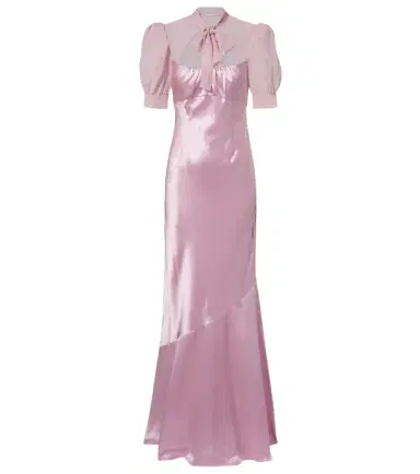 Alessandra Rich Tie-neck silk satin gown | Thumbnail 1 Alessandra Rich Tie-neck silk satin gown | Thumbnail 1