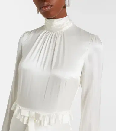 Alessandra Rich Bow-detail ruffled silk satin midi dress | Thumbnail 3 Alessandra Rich Bow-detail ruffled silk satin midi dress | Thumbnail 3