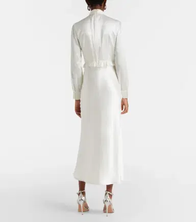 Alessandra Rich Bow-detail ruffled silk satin midi dress | Thumbnail 4 Alessandra Rich Bow-detail ruffled silk satin midi dress | Thumbnail 4