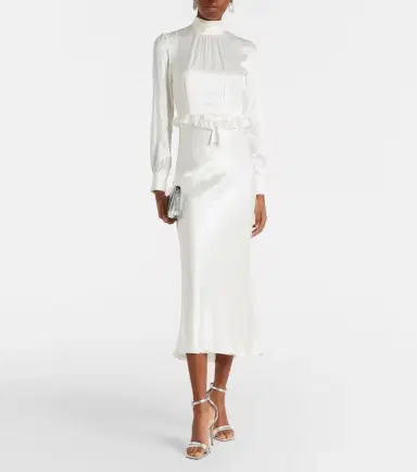 Alessandra Rich Bow-detail ruffled silk satin midi dress | Thumbnail 5 Alessandra Rich Bow-detail ruffled silk satin midi dress | Thumbnail 5