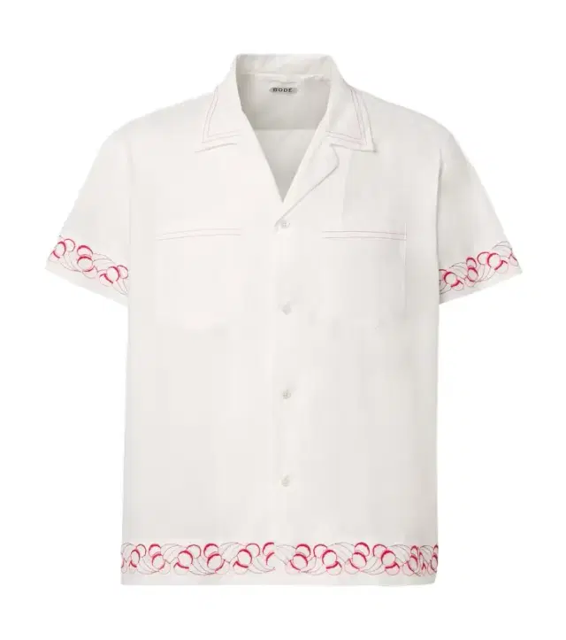 Embroidered cotton poplin bowling shirt Embroidered cotton poplin bowling shirt