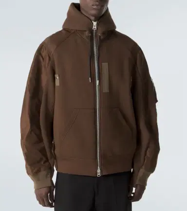 Sacai Cotton-blend and twill hoodie | Thumbnail 3 Sacai Cotton-blend and twill hoodie | Thumbnail 3