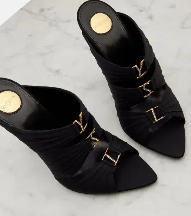 Saint Laurent Emilie crêpe satin mules | Thumbnail 4 Saint Laurent Emilie crêpe satin mules | Thumbnail 4