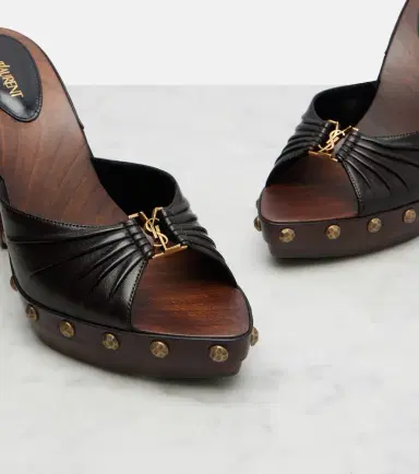 Saint Laurent Babylone studded leather platform mules | Thumbnail 3 Saint Laurent Babylone studded leather platform mules | Thumbnail 3