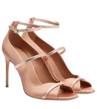 Malone Souliers Cynthia 90 leather-trimmed satin sandals | Thumbnail 1 Malone Souliers Cynthia 90 leather-trimmed satin sandals | Thumbnail 1