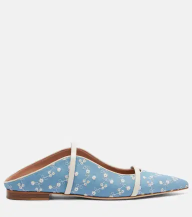 Malone Souliers Maureen leather-trimmed denim mules | Thumbnail 2 Malone Souliers Maureen leather-trimmed denim mules | Thumbnail 2