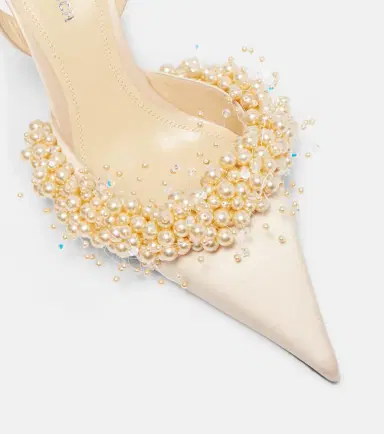 Mach & Mach Floating Pearls 85 satin slingback pumps | Thumbnail 2 Mach & Mach Floating Pearls 85 satin slingback pumps | Thumbnail 2