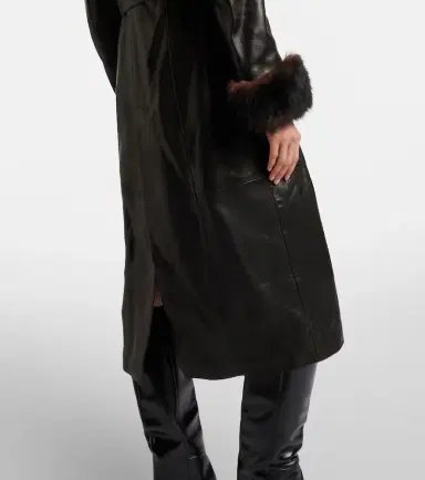 Nour Hammour Baez shearling-trimmed leather coat | Thumbnail 2 Nour Hammour Baez shearling-trimmed leather coat | Thumbnail 2
