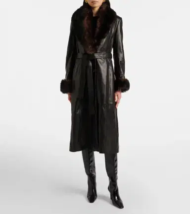 Nour Hammour Baez shearling-trimmed leather coat | Thumbnail 3 Nour Hammour Baez shearling-trimmed leather coat | Thumbnail 3