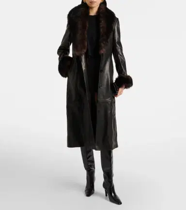 Nour Hammour Baez shearling-trimmed leather coat | Thumbnail 4 Nour Hammour Baez shearling-trimmed leather coat | Thumbnail 4