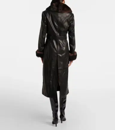 Nour Hammour Baez shearling-trimmed leather coat | Thumbnail 5 Nour Hammour Baez shearling-trimmed leather coat | Thumbnail 5