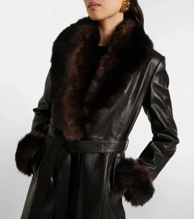 Nour Hammour Baez shearling-trimmed leather coat | Thumbnail 6 Nour Hammour Baez shearling-trimmed leather coat | Thumbnail 6