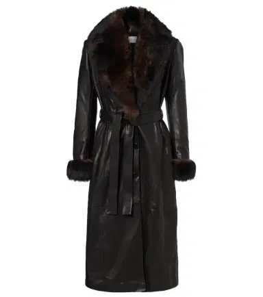 Nour Hammour Baez shearling-trimmed leather coat | Thumbnail 1 Nour Hammour Baez shearling-trimmed leather coat | Thumbnail 1